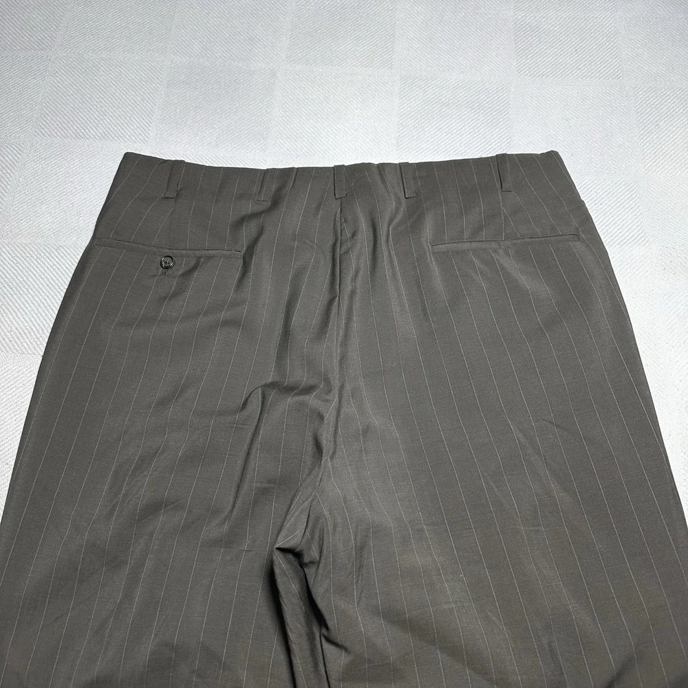 Vintage Oxxford Clothes Suit 44L 36x33 Wool Stripe‎ Unstructured Cuffed Pleated
